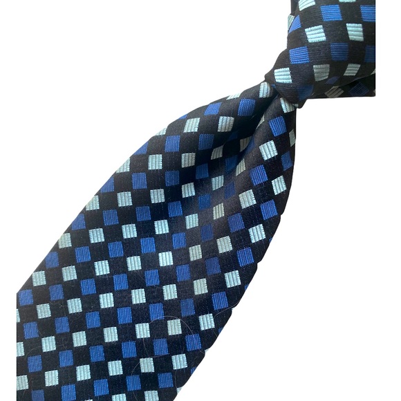 Hugo Boss Black Blue Diamonds Men’s Silk Tie - Picture 1 of 3